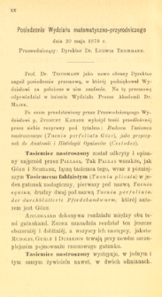 Posiedzenie Wydziału matematyczno-przyrodniczego dnia 20 maja 1878 r.