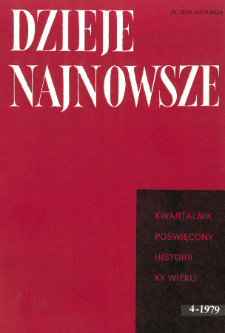 Dzieje Najnowsze : [kwartalnik poświęcony historii XX wieku] R. 11 z. 4 (1979), Title pages, Contents