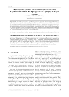 Wykorzystanie zjawiska powierzchniowej fali akustycznej w aplikacjach system&oacute;w mikroprzepływowych - przegląd rozwiązań = Applications of microfluidic system based on surface acoustic wave phenomenon - overeview