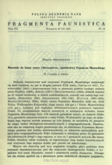 Materiały do fauny mszyc (Homoptera, Aphidodea) Pojezierza Mazurskiego