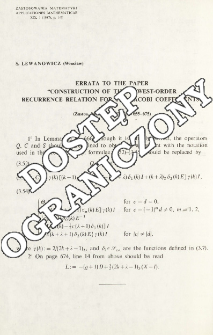 Errata to the paper "Construction of the lowest-order recurrence relation for the Jacobi coefficients"