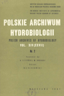 Polskie Archiwum Hydrobiologii, Tom 14 (XXVII) nr 2 = Polish Archives of Hydrobiology