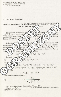 Some problems of prediction of the difference of random variables