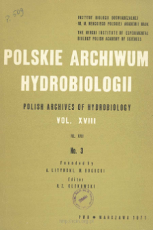 Polskie Archiwum Hydrobiologii, Tom 18 nr 3 = Polish Archives of Hydrobiology