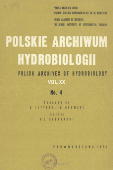 Polskie Archiwum Hydrobiologii, Tom 20 nr 4 = Polish Archives of Hydrobiology