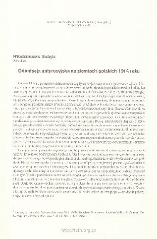 Orientacja antyrosyjska na ziemiach polskich w 1914 roku