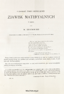 O zasadach teoryi bezwzględnej zjawisk materyalnych w og&oacute;le