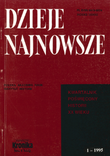 Dzieje Najnowsze : [kwartalnik poświęcony historii XX wieku] R. 27 z. 1 (1995), Strony tytułowe, spis treści