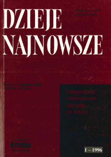 Dzieje Najnowsze : [kwartalnik poświęcony historii XX wieku] R. 28 z. 1 (1996), Title pages, Contents