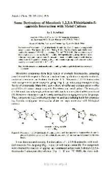 Some Derivatives of Mesoionic 1,2,3,4-Thiatriazolo-5-aminide Interaction with metal Cations