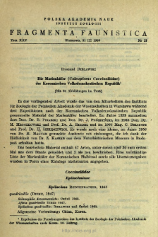Die Marienk&auml;fer (Coleoptera, Coccinellidae) der Koreanischen Volksdemokratischen Republik