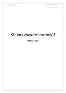 Kim jest pisarz (w internecie)?