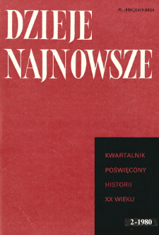 Dzieje Najnowsze : [kwartalnik poświęcony historii XX wieku] R. 12 z. 2 (1980), Title pages, Contents