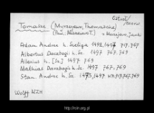 Tomasze. Files of Ostroleka district in the Middle Ages. Files of Historico-Geographical Dictionary of Masovia in the Middle Ages