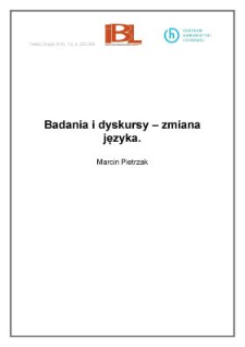 Badania i&nbsp;dyskursy &ndash; zmiana języka