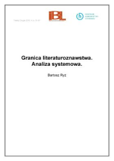 Granica literaturoznawstwa. Analiza systemowa