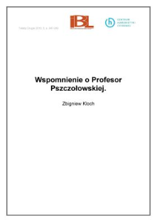 Wspomnienie o&nbsp;Profesor Pszczołowskiej
