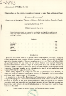 Observations on the growth rate and development of some East African antelopes