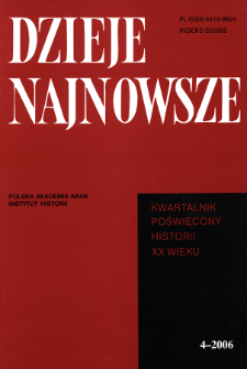 Dzieje Najnowsze : [kwartalnik poświęcony historii XX wieku] R. 38 z. 4 (2006), Title pages, Contents