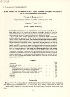 Limb posture and locomotion in the Virginia opossum (Didelphis marsupialis) and in other non-cursorial mammals