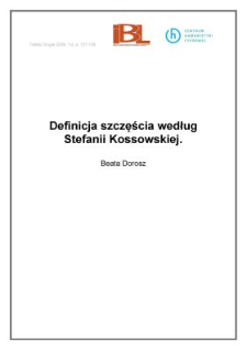 Definicja szczęścia według Stefanii Kossowskiej