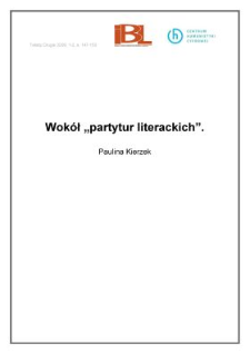 Wokół 'partytur literackich'