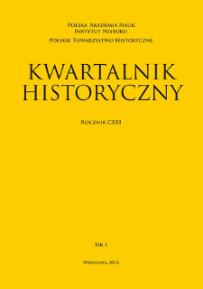 Kwartalnik Historyczny R. 121 nr 1 (2014), Strony tytułowe, spis treści