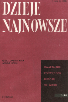 Dzieje Najnowsze : [kwartalnik poświęcony historii XX wieku] R. 18 z. 2 (1986), Title pages, Contents