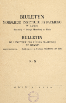 Biuletyn Morskiego Instytutu Rybackiego w Gdyni : dawniej - Stacji Morskiej w Helu. Nr 5