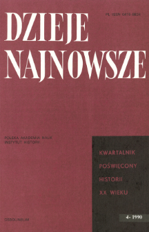 Dzieje Najnowsze : [kwartalnik poświęcony historii XX wieku] R. 22 z. 4 (1990), Title pages, Contents