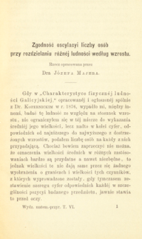 Zgodność oscylacyi liczby osób przy rozdzielaniu różnéj ludności według wzrostu