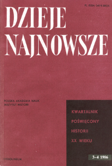 Dzieje Najnowsze : [kwartalnik poświęcony historii XX wieku] R. 18 z. 3-4 (1986), Title pages, Contents