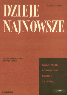Dzieje Najnowsze : [kwartalnik poświęcony historii XX wieku] R. 19 z. 3 (1987), Title pages, Contents