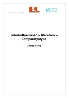 Interkulturowość – literatura – komparatystyka