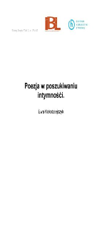 Poezja w poszukiwaniu intymności