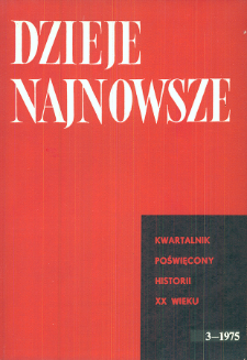 Dzieje Najnowsze : [kwartalnik poświęcony historii XX wieku] R. 7 z. 3 (1975), Title pages, Contens