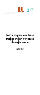 Istnienie mityczne Marii Janion oraz jego przejawy w wyobraźni kulturowej i społecznej