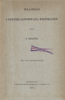 Własności i niekt&oacute;re zastosowania Wrońskian&oacute;w