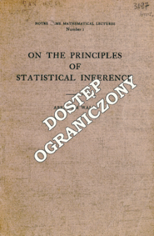 On the principles of statistical inference : four lectures delivered at the University of Notre Dame February 1941