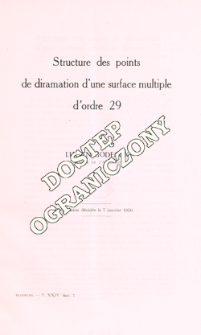 Structure des points de diramation d'une surface multiple d'ordre 29