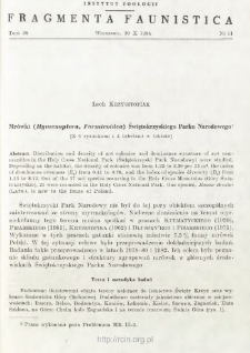 Mr&oacute;wki (Hymenoptera, Formicoidea) Świętokrzyskiego Parku Narodowego