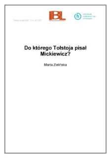 Do kt&oacute;rego Tołstoja pisał Mickiewicz?