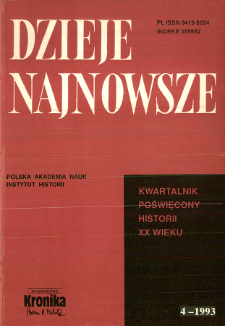 Dzieje Najnowsze : [kwartalnik poświęcony historii XX wieku] R. 25 z. 4 (1993), Title pages, Contents