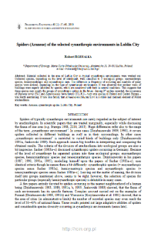 Spiders (Araneae) of the selected synanthropic environments in Lublin City