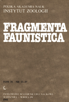 Fragmenta Faunistica - Strony tytułowe, spis treści - t. 31, nr. 13-19 (1988)