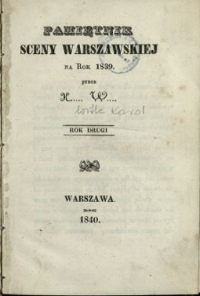 Pamiętnik Sceny Warszawskiej na Rok 1839