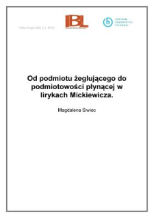 Od podmiotu żeglującego do podmiotowości płynącej w lirykach Mickiewicza