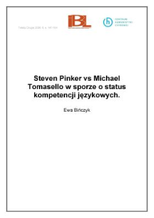 Steven Pinker vs Michael Tomasello w sporze o status kompetencji językowych