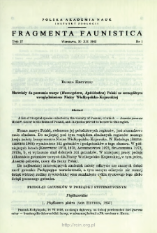 Materiały do poznania mszyc (Homoptera, Aphidodea) Polski ze szczeg&oacute;lnym uwzględnieniem Niziny Wielkopolsko-Kujawskiej