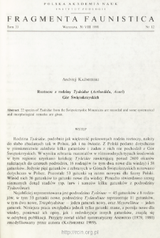 Roztocze z rodziny Tydeidae (Actinedida, Acari) G&oacute;r Świętokrzyskich